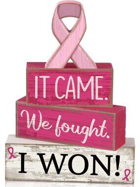 4 Pcs Breast Cancer Awareness Decor Pink Ribbon Table Decor Rustic Breast Cancer